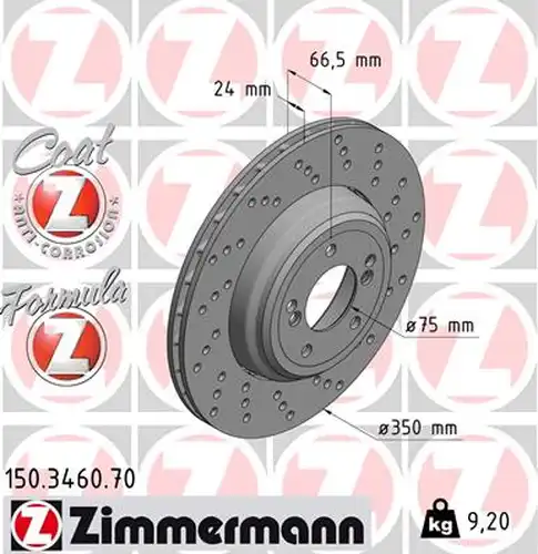 спирачен диск ZIMMERMANN 150.3460.70