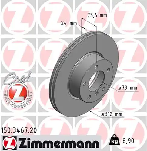 спирачен диск ZIMMERMANN 150.3467.20