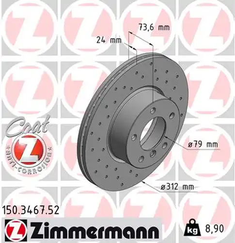 спирачен диск ZIMMERMANN 150.3467.52