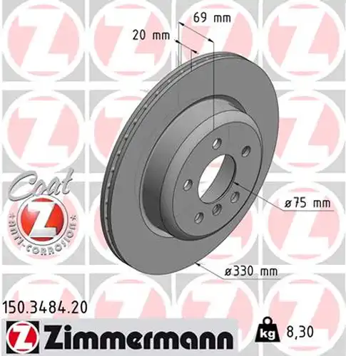 спирачен диск ZIMMERMANN 150.3484.20