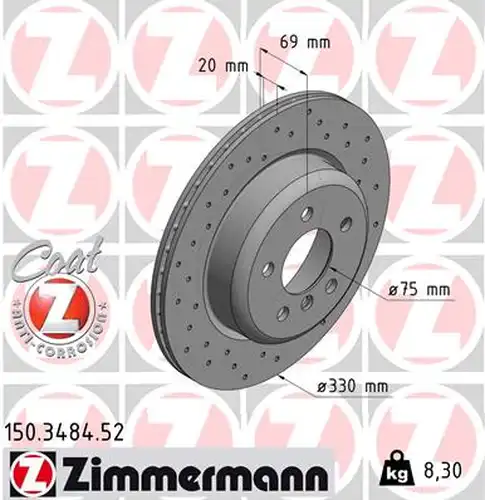 спирачен диск ZIMMERMANN 150.3484.52