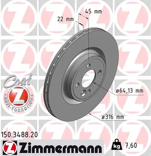 спирачен диск ZIMMERMANN 150.3488.20