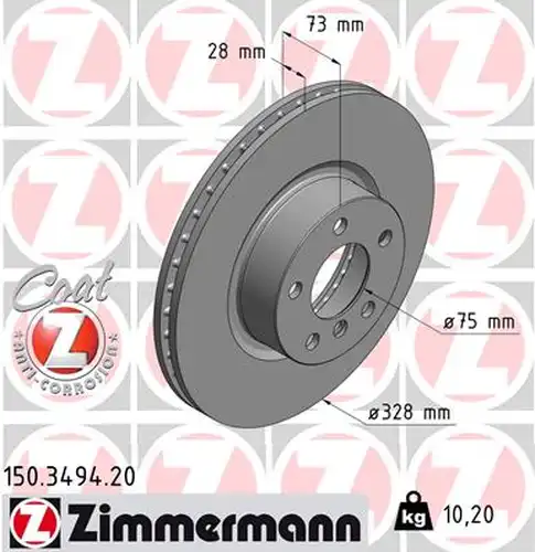 спирачен диск ZIMMERMANN 150.3494.20