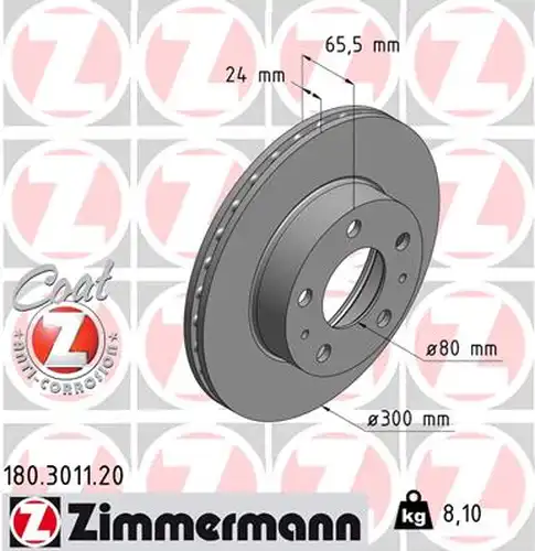 спирачен диск ZIMMERMANN 180.3011.20