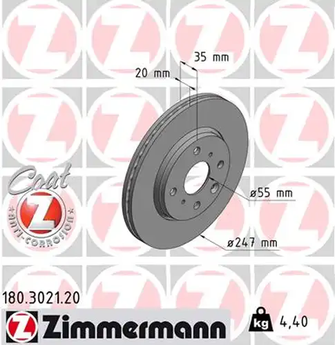 спирачен диск ZIMMERMANN 180.3021.20