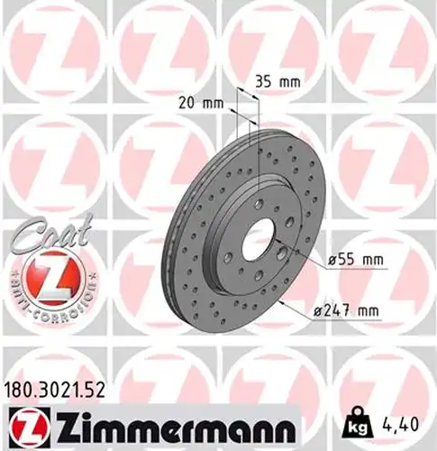 спирачен диск ZIMMERMANN 180.3021.52