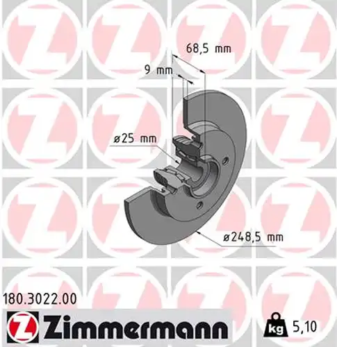 спирачен диск ZIMMERMANN 180.3022.00