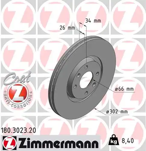 спирачен диск ZIMMERMANN 180.3023.20