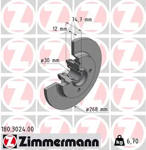 спирачен диск ZIMMERMANN 180.3024.00