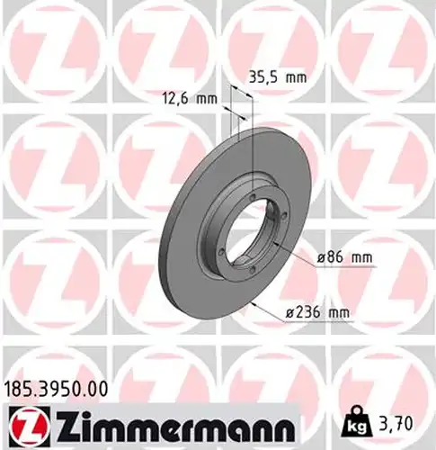 спирачен диск ZIMMERMANN 185.3950.00