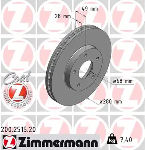 спирачен диск ZIMMERMANN 200.2515.20