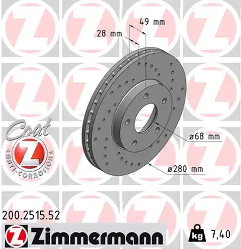 спирачен диск ZIMMERMANN 200.2515.52