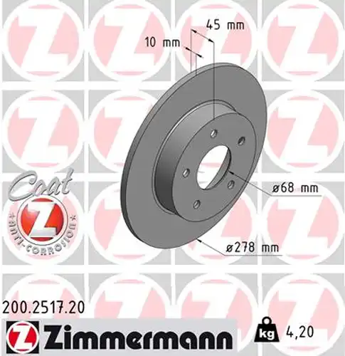 спирачен диск ZIMMERMANN 200.2517.20