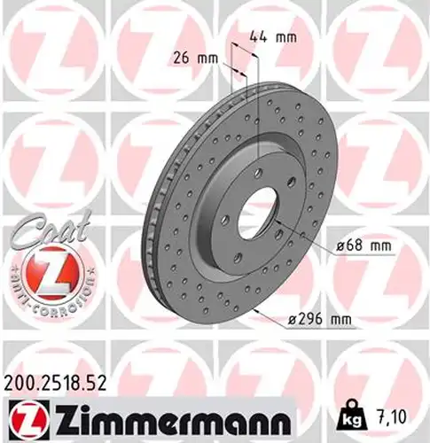 спирачен диск ZIMMERMANN 200.2518.52