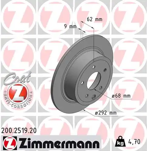 спирачен диск ZIMMERMANN 200.2519.20