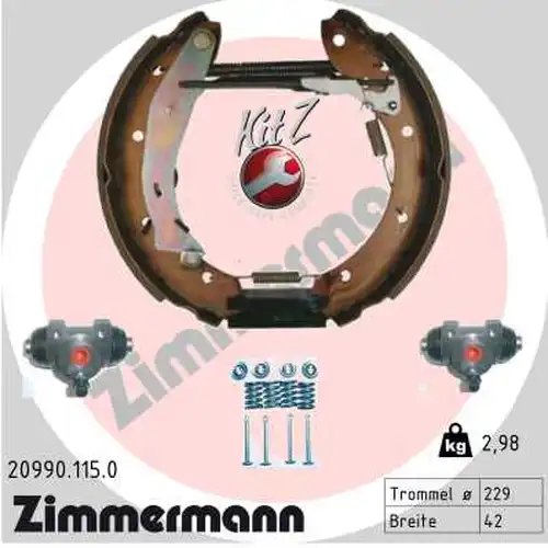 комплект спирачна челюст ZIMMERMANN 20990.115.0