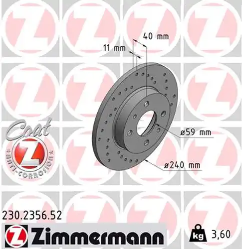 спирачен диск ZIMMERMANN 230.2356.52