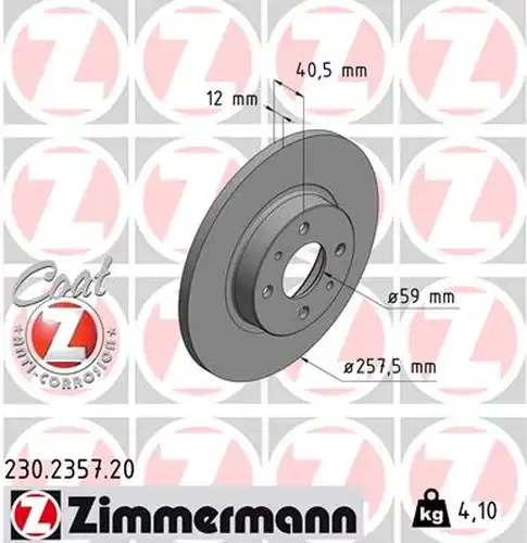 спирачен диск ZIMMERMANN 230.2357.20