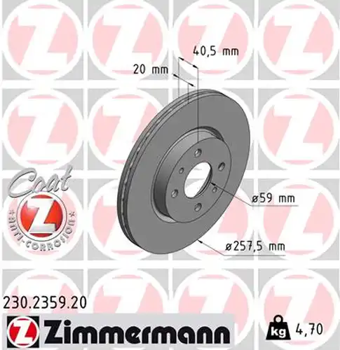 спирачен диск ZIMMERMANN 230.2359.20