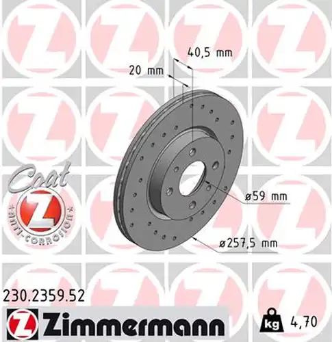 спирачен диск ZIMMERMANN 230.2359.52