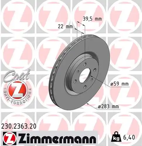 спирачен диск ZIMMERMANN 230.2363.20