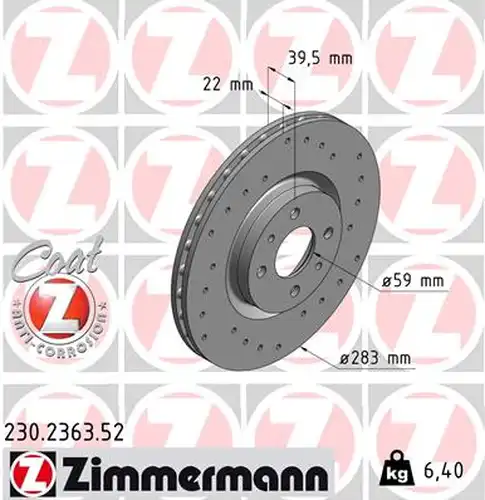 спирачен диск ZIMMERMANN 230.2363.52