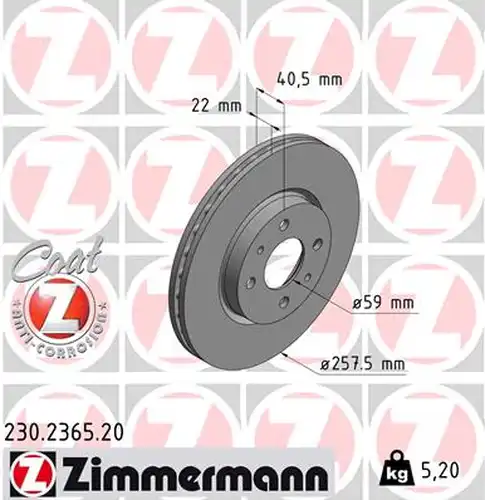 спирачен диск ZIMMERMANN 230.2365.20