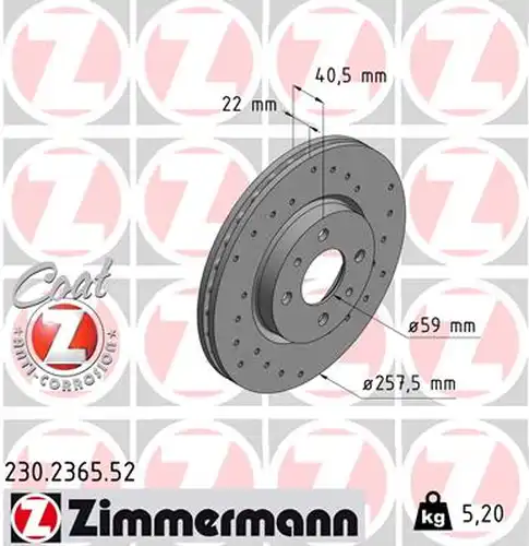 спирачен диск ZIMMERMANN 230.2365.52