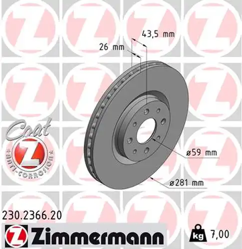 спирачен диск ZIMMERMANN 230.2366.20