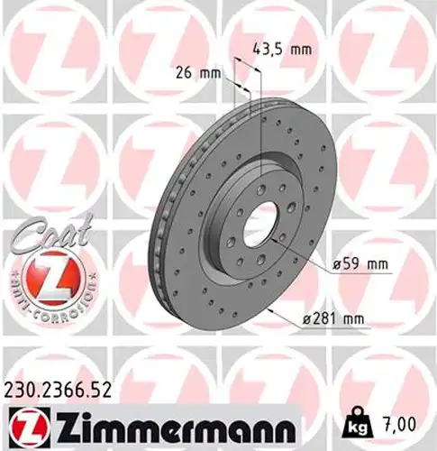 спирачен диск ZIMMERMANN 230.2366.52