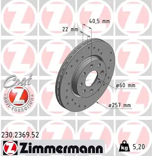 спирачен диск ZIMMERMANN 230.2369.52