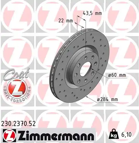 спирачен диск ZIMMERMANN 230.2370.52