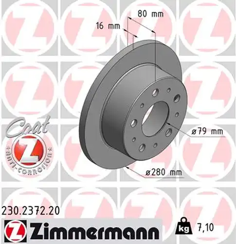 спирачен диск ZIMMERMANN 230.2372.20