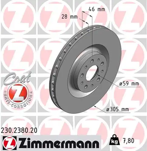 спирачен диск ZIMMERMANN 230.2380.20