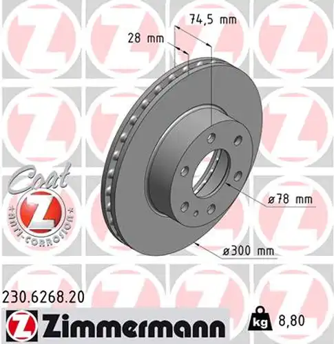 спирачен диск ZIMMERMANN 230.6268.20