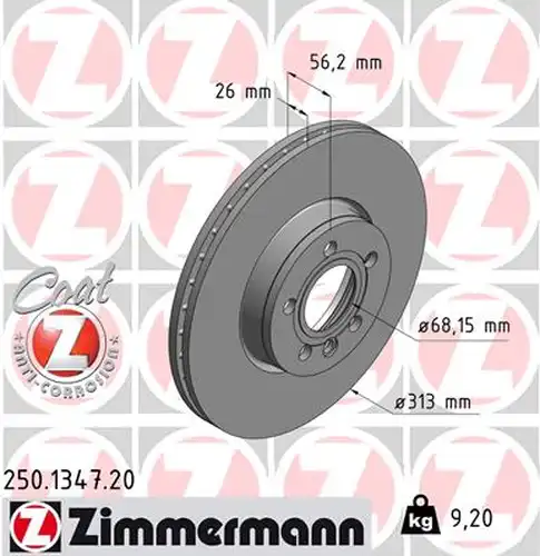 спирачен диск ZIMMERMANN 250.1347.20