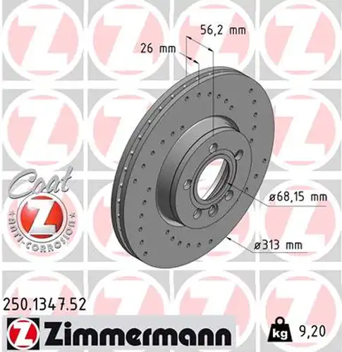 спирачен диск ZIMMERMANN 250.1347.52