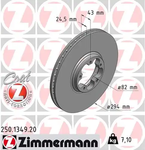 спирачен диск ZIMMERMANN 250.1349.20