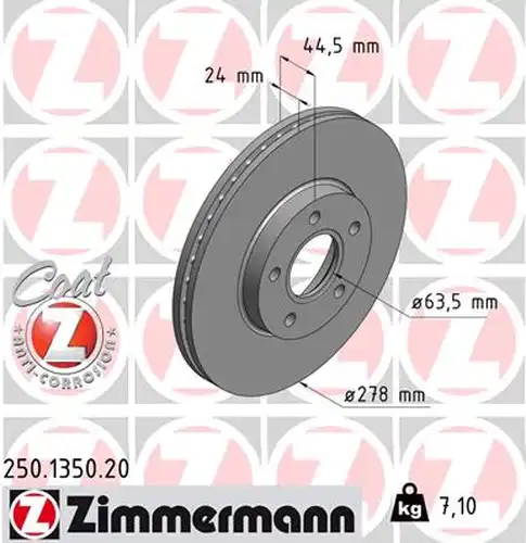 спирачен диск ZIMMERMANN 250.1350.20