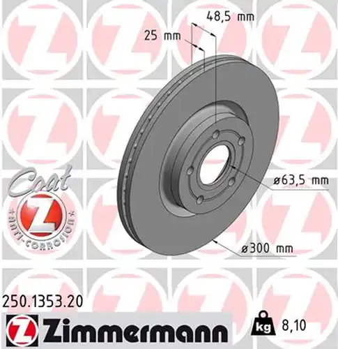 спирачен диск ZIMMERMANN 250.1353.20