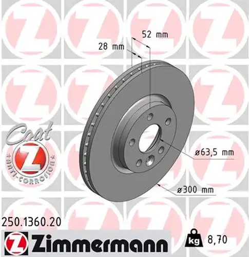 спирачен диск ZIMMERMANN 250.1360.20