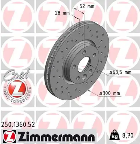 спирачен диск ZIMMERMANN 250.1360.52