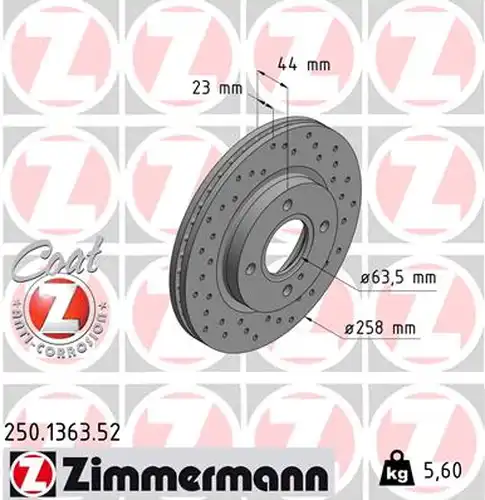 спирачен диск ZIMMERMANN 250.1363.52