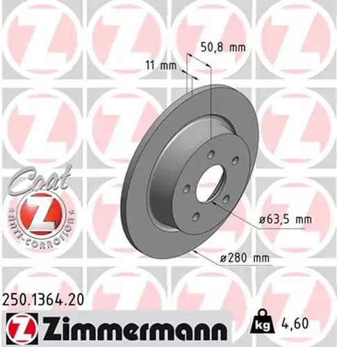 спирачен диск ZIMMERMANN 250.1364.20