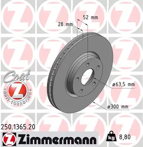 спирачен диск ZIMMERMANN 250.1365.20