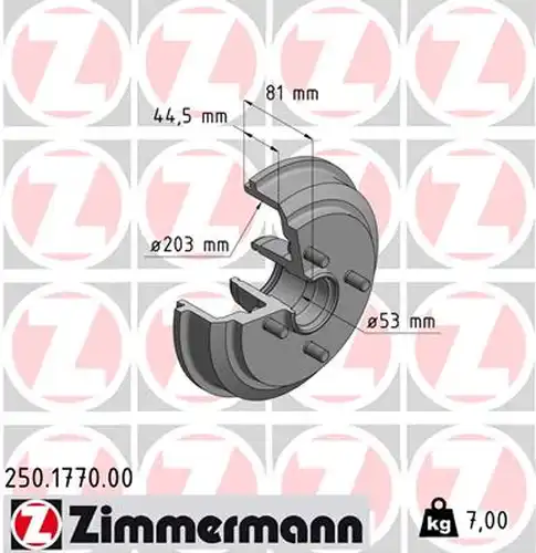 спирачен барабан ZIMMERMANN 250.1770.00