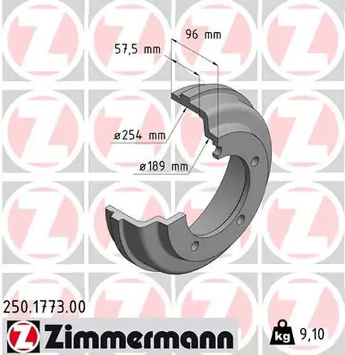 спирачен барабан ZIMMERMANN 250.1773.00