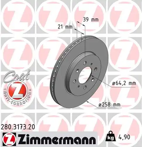 спирачен диск ZIMMERMANN 280.3173.20