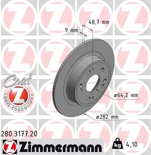 спирачен диск ZIMMERMANN 280.3177.20