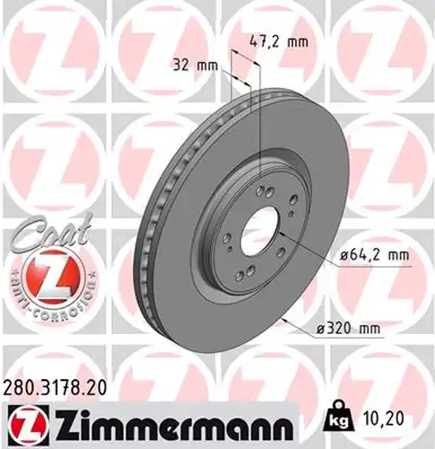 спирачен диск ZIMMERMANN 280.3178.20